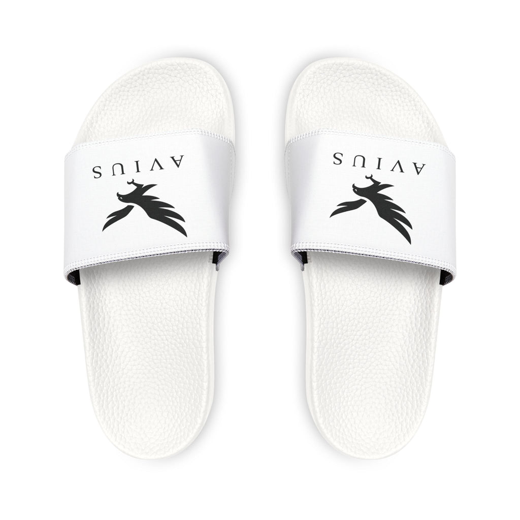 Men's Logo Slide Sandals — Removable-Strap White Pool Slides