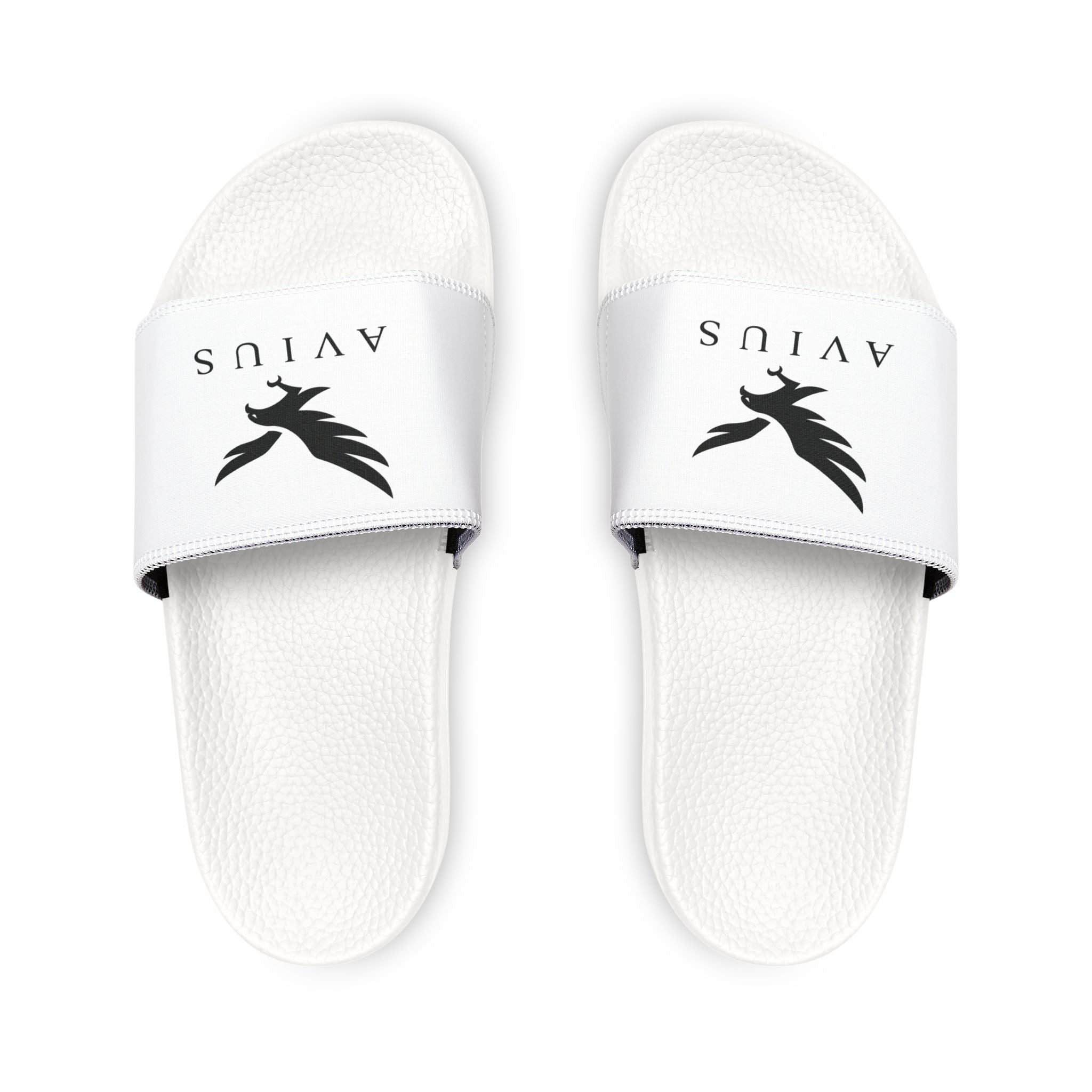 Men's Logo Slide Sandals — Removable-Strap White Pool Slides
