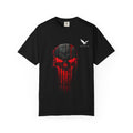 Skull Drip T-Shirt — Red Grunge Punisher Skull with 'AVIUS' Back Print