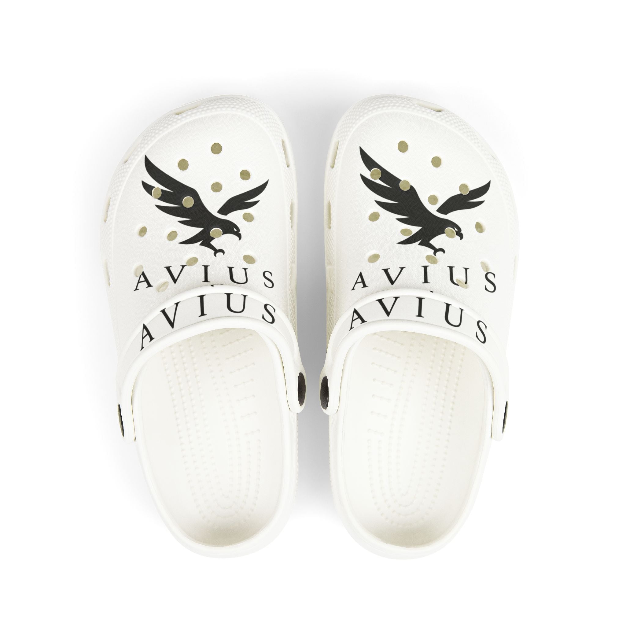 Kids EVA Foam Clogs — White 'Avius' Eagle Graphic Slip-On Shoes