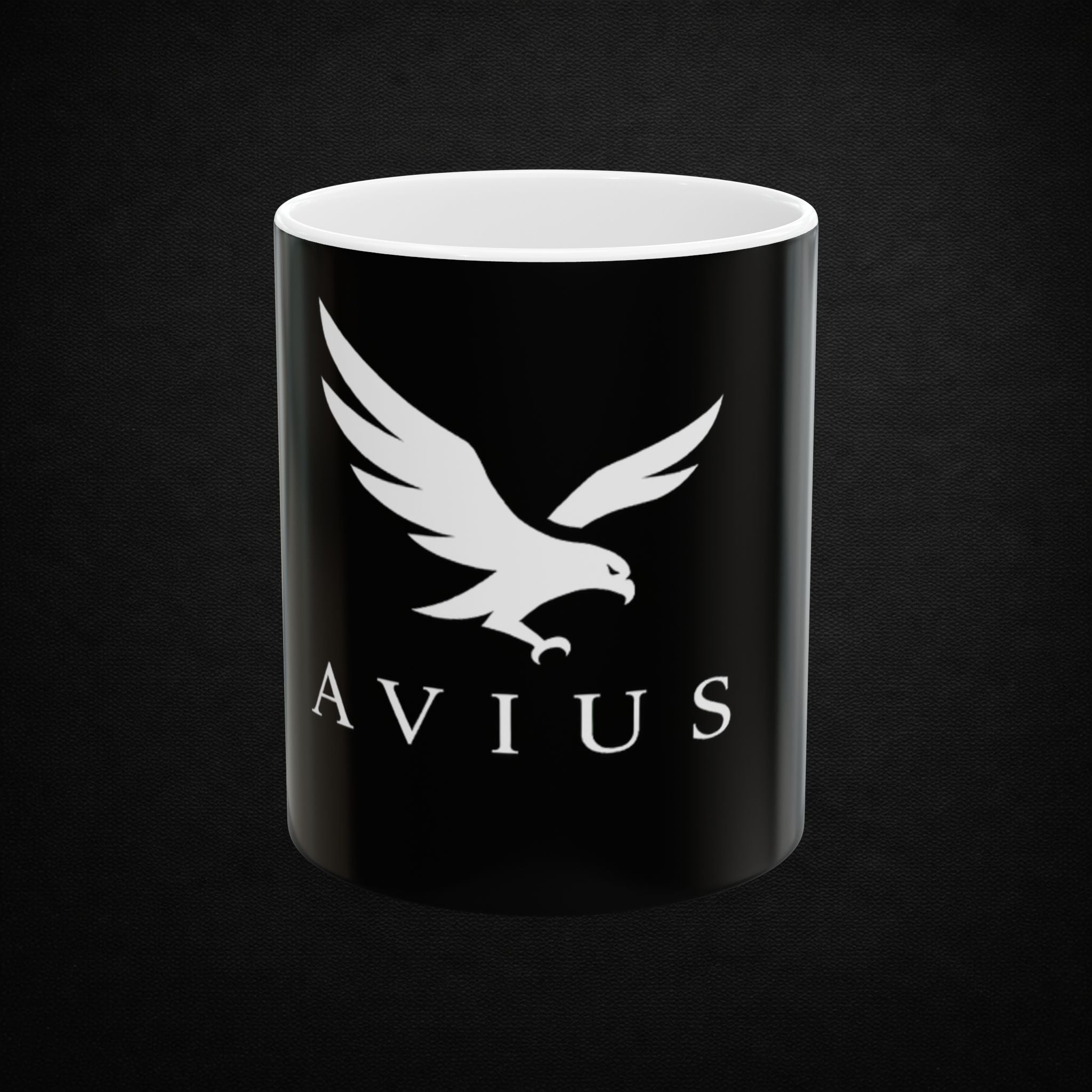 Avius Eagle Logo Ceramic Mug — Black 11oz/15oz Coffee Cup