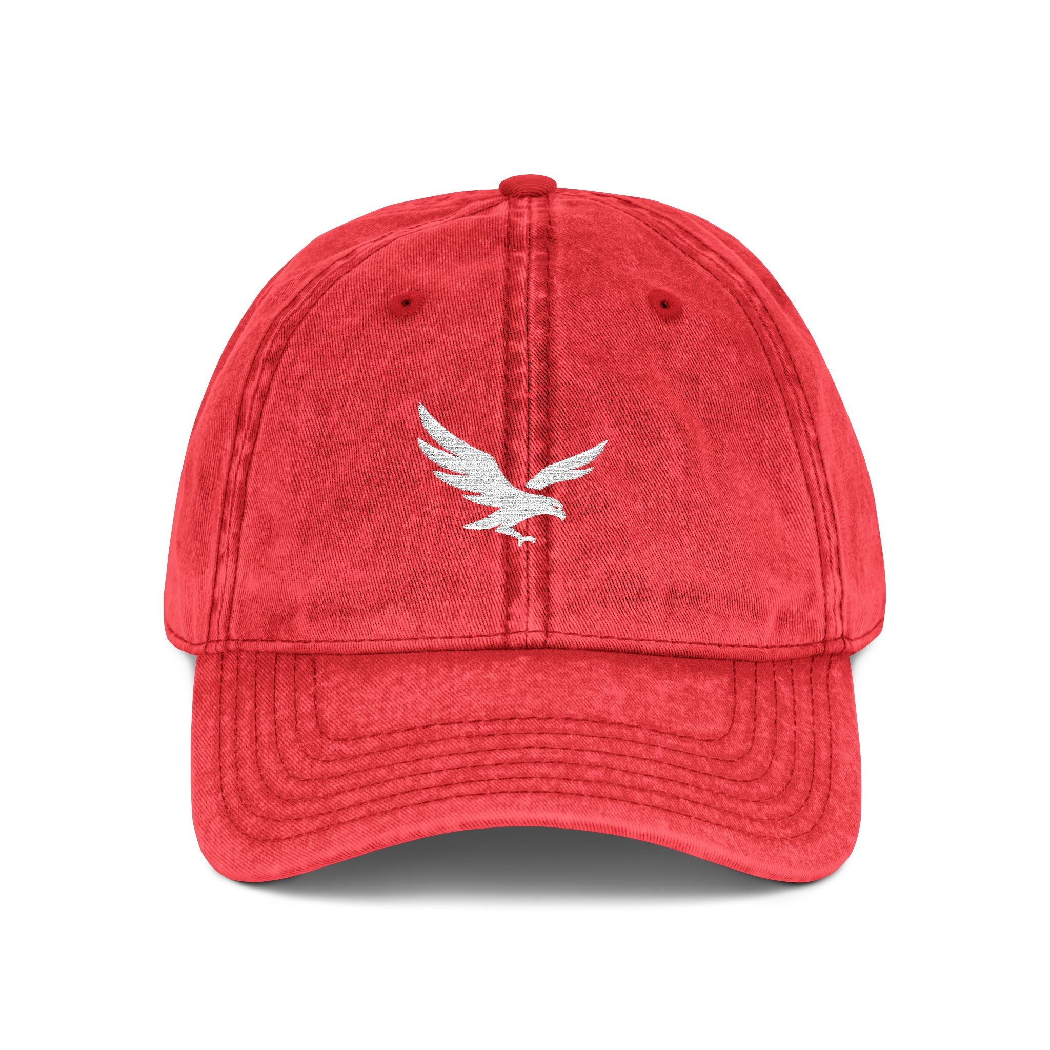 Vintage Embroidered Eagle Cap - Washed Red Baseball Hat