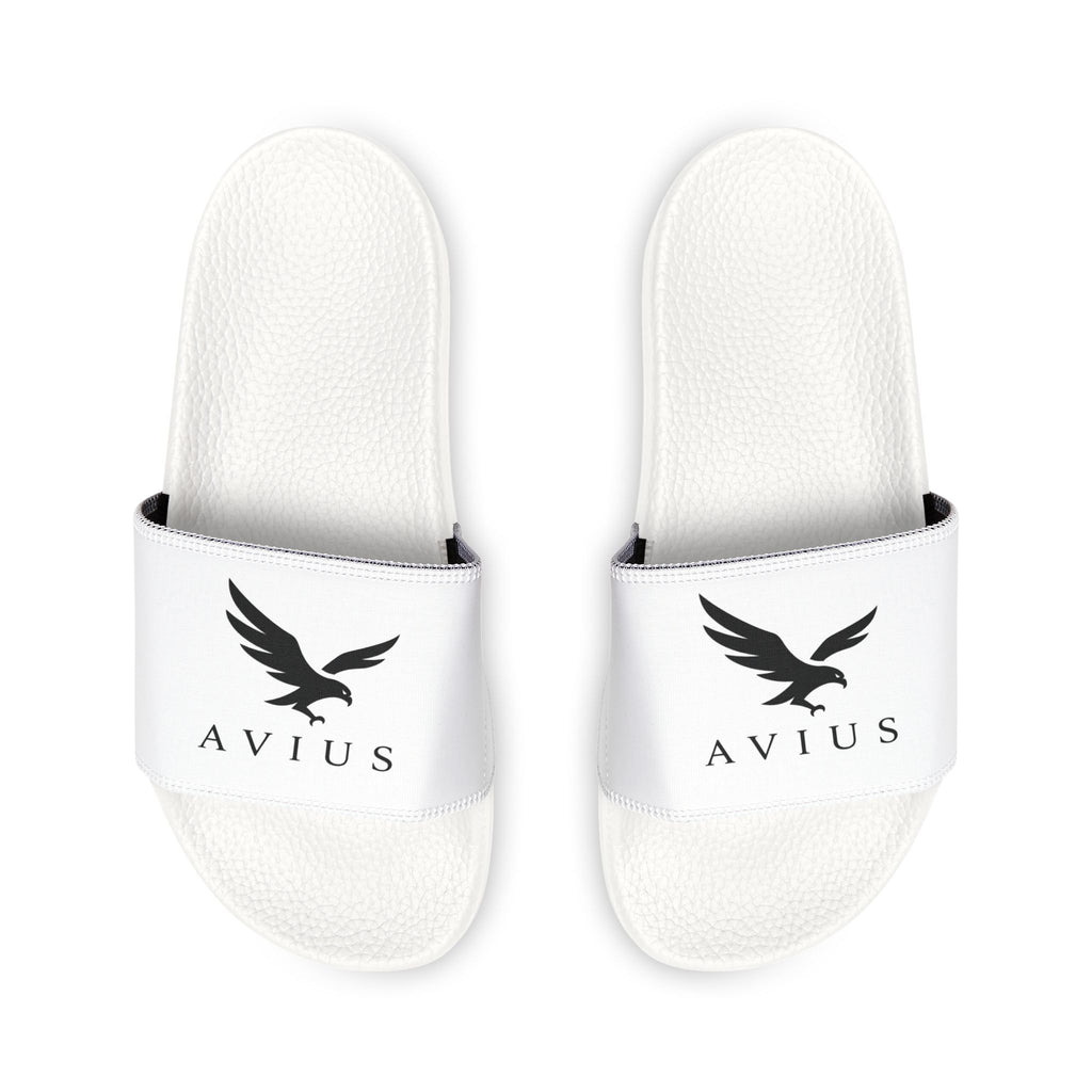 Men's Logo Slide Sandals — Removable-Strap White Pool Slides