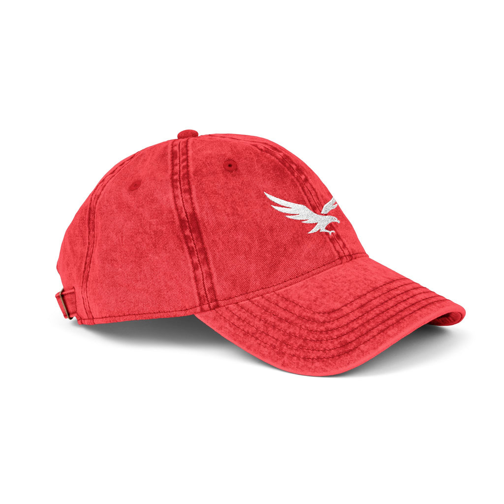 Vintage Embroidered Eagle Cap - Washed Red Baseball Hat